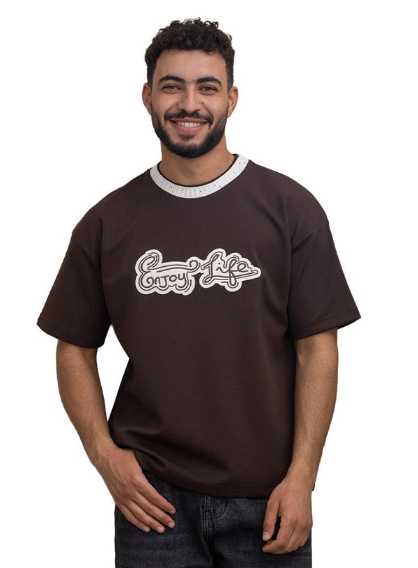 Dark Brown Design 4016 NF - Round T-Shirt - Khotwh