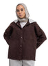 Dark Brown Hoodie Gabardine Jacket - Khotwh