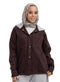 Dark Brown Hoodie Gabardine Jacket - Khotwh