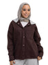 Dark Brown Hoodie Gabardine Jacket - Khotwh