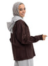 Dark Brown Hoodie Gabardine Jacket - Khotwh