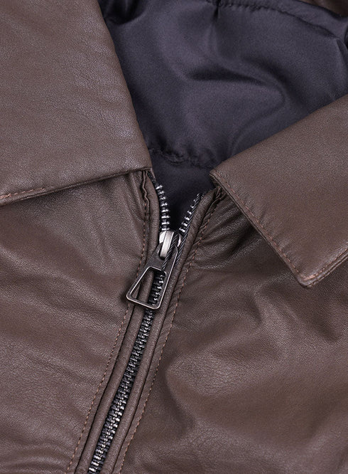 Dark Brown Leather Jacket 2 - Khotwh