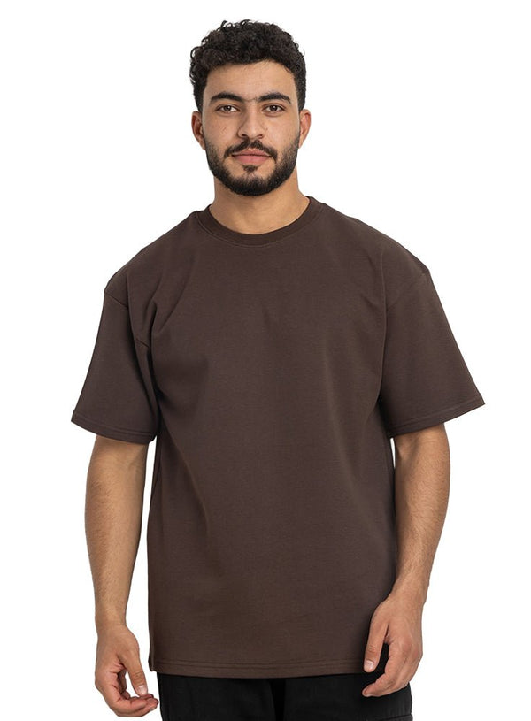 Dark Brown NP - Over Size Round T-Shirt - Khotwh