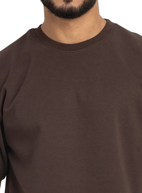 Dark Brown NP - Over Size Round T-Shirt - Khotwh