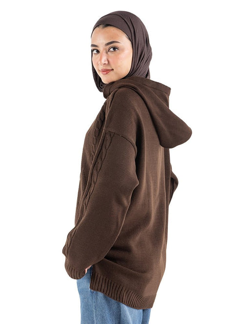 Dark Brown plexus Hoodie Pullover - Khotwh