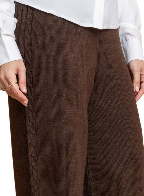 Dark Brown Plexus Knit Pant - Khotwh