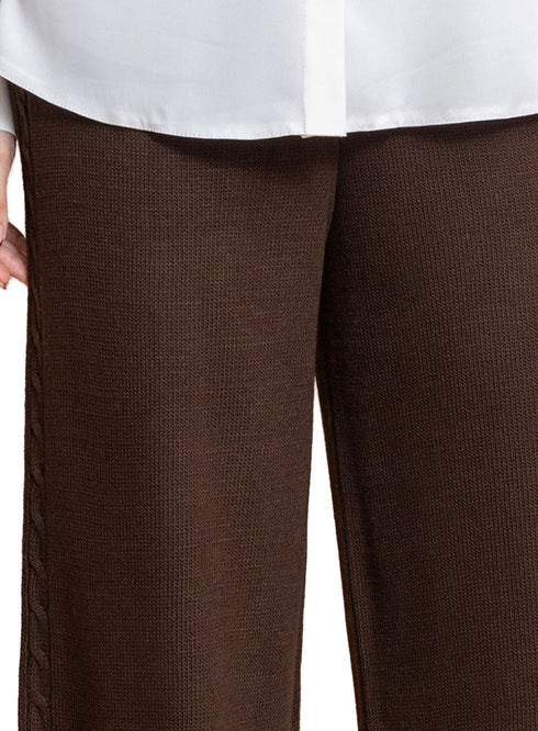 Dark Brown Plexus Knit Pant - Khotwh