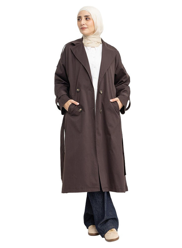 Dark Brown RD-Trench Coat - Khotwh