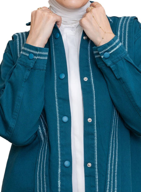 Dark emerald Gabardine Jacket 1 - Khotwh