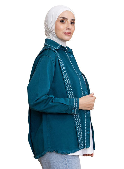 Dark emerald Gabardine Jacket 1 - Khotwh