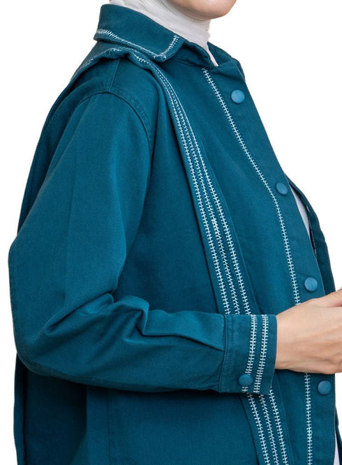 Dark emerald Gabardine Jacket 1 - Khotwh