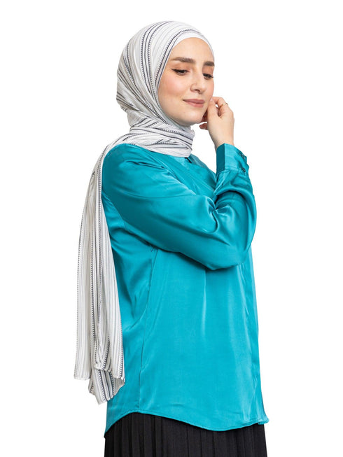 Dark Emerald Satin Collar Blouse - Khotwh