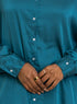 Dark Emerald Satin Over Size Shirt - Khotwh
