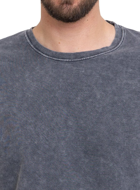 Dark Grey Washed O - S Round T-Shirt - Khotwh