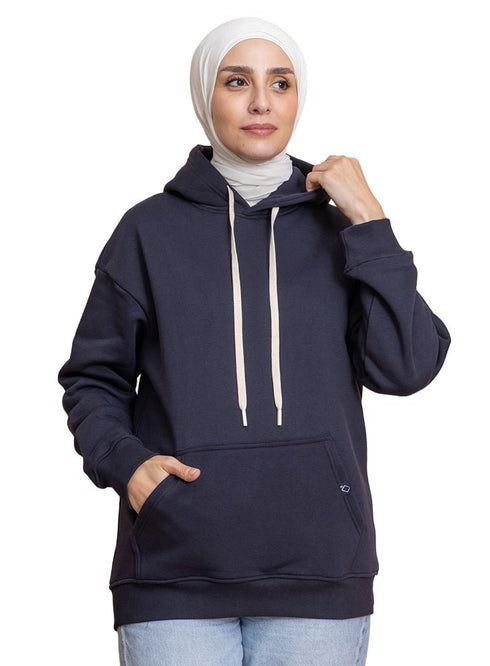 Dark Indigo Over Size Hoodie - Khotwh