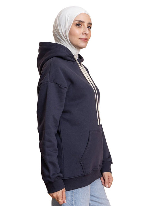 Dark Indigo Over Size Hoodie - Khotwh