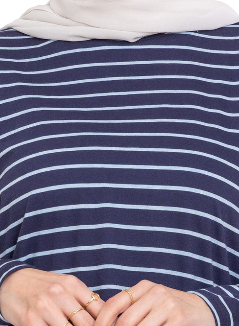 Dark Indigo Striped Long - Sleeve - Khotwh