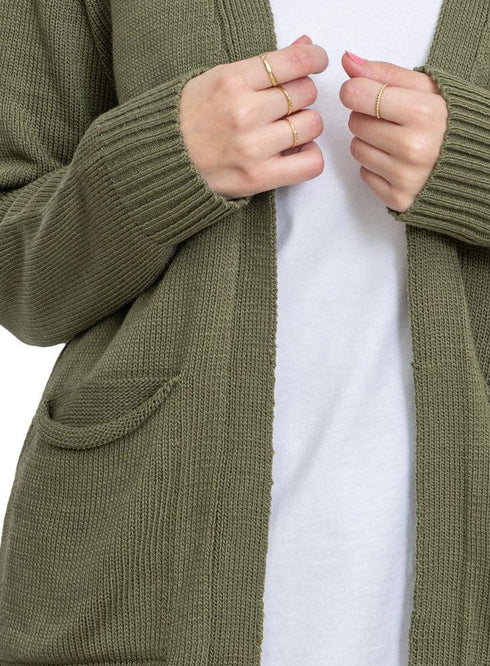 Dark Olive E - Basic Pocket Cardigan - Khotwh