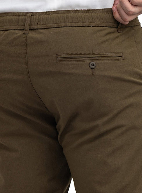 Dark Olive linen Pant - Khotwh