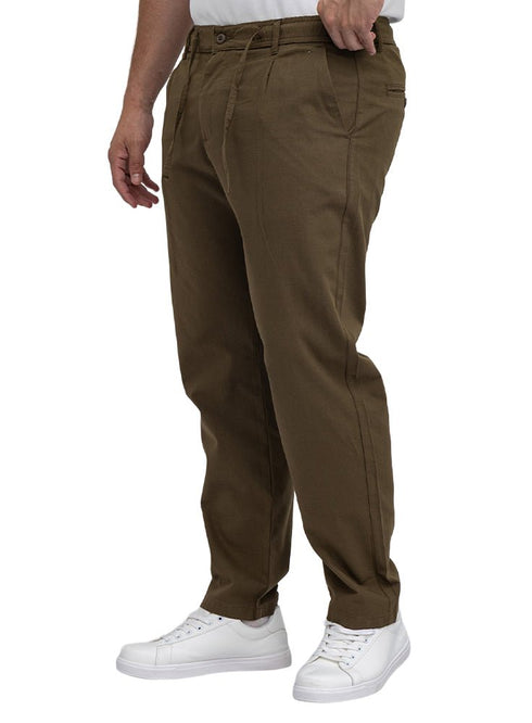 Dark Olive linen Pant - Khotwh
