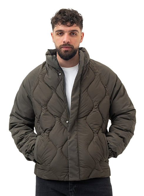 Dark Olive Puffer Jacket 3012 - Khotwh