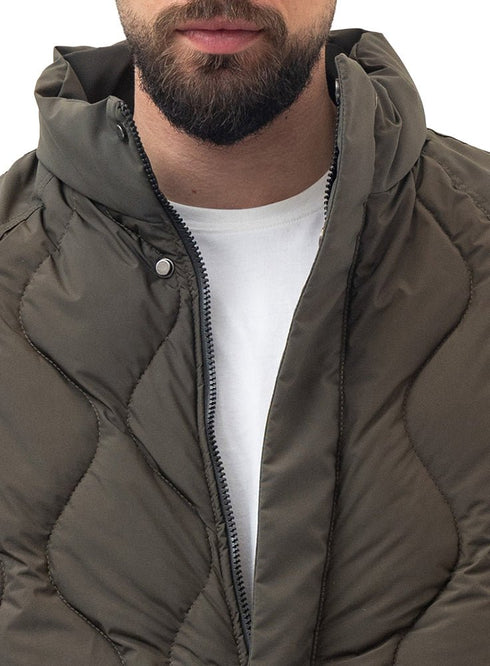 Dark Olive Puffer Jacket 3012 - Khotwh