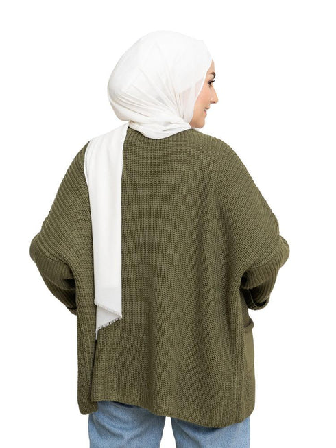 Dark Olive Upside Sleeve Cardigan - Khotwh