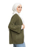 Dark Olive Upside Sleeve Cardigan - Khotwh