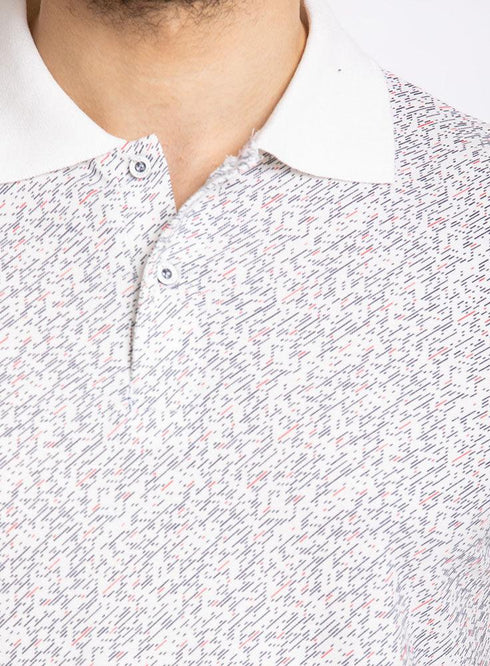 Dash - White Printed Polo - Khotwh