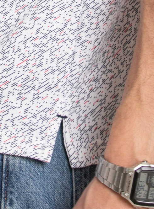Dash - White Printed Polo - Khotwh