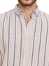 Design 1 - Beige Stripped Half - Shirt - Khotwh