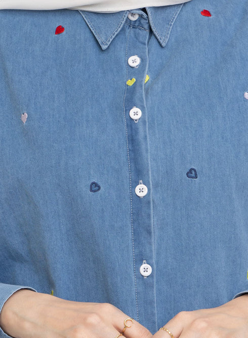 Design 1 - Cool ice E - Over Size Denim Shirt - Khotwh