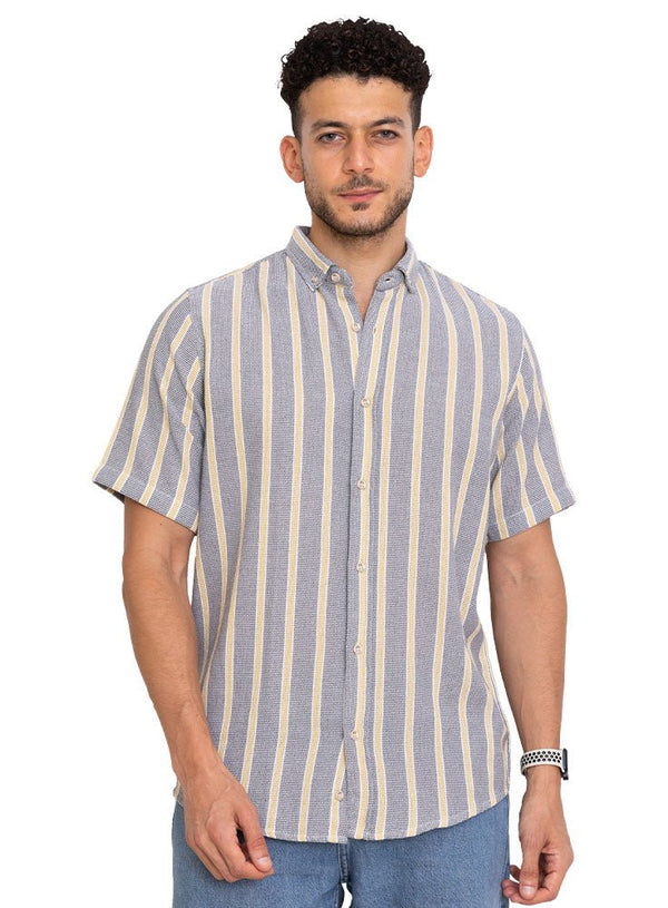Design 1 - Forst Grey Stripped Half - Shirt - Khotwh