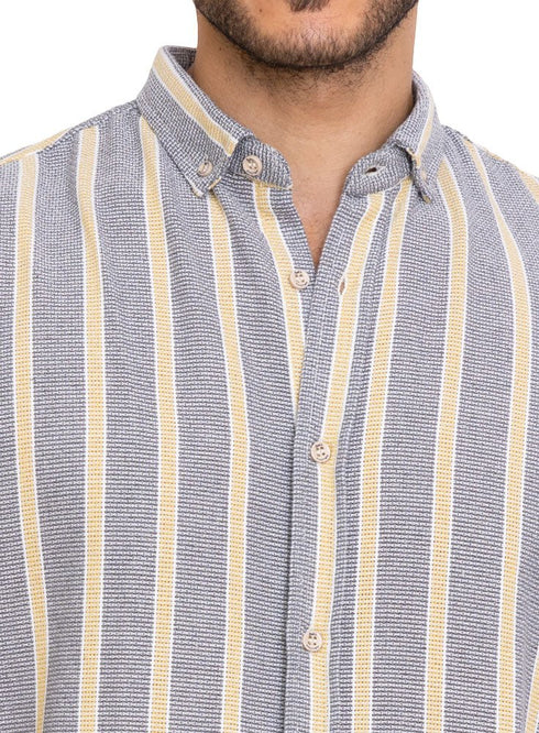 Design 1 - Forst Grey Stripped Half - Shirt - Khotwh