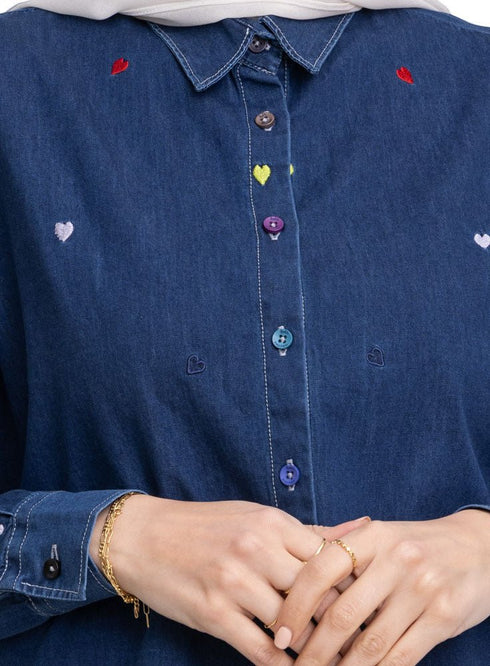 Design 1 - ice E - Over Size Denim Shirt - Khotwh