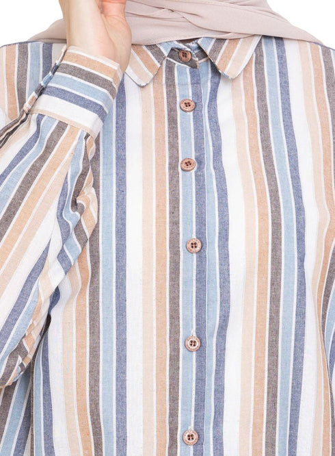 Design 2 - Beige Stripped Over - Size Shirt - Khotwh