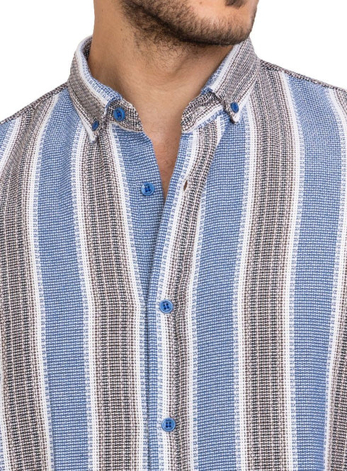 Design 2 - Navy Stripped Half - Shirt - Khotwh