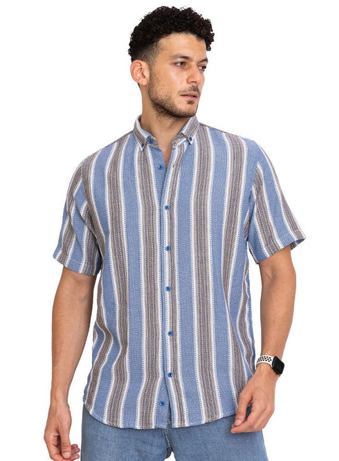 Design 2 - Navy Stripped Half - Shirt - Khotwh