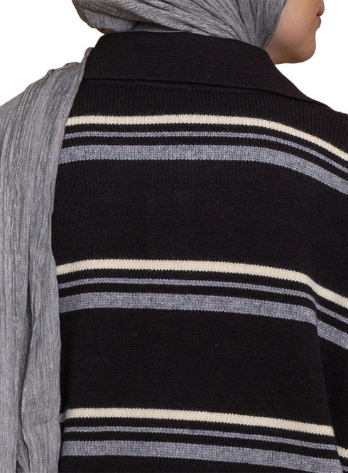 Design 3 Striped Knitted Polo Pullover - Khotwh