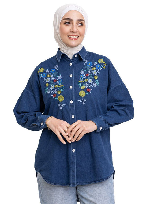 Design 4 - Blue E - Over Size Denim Shirt - Khotwh