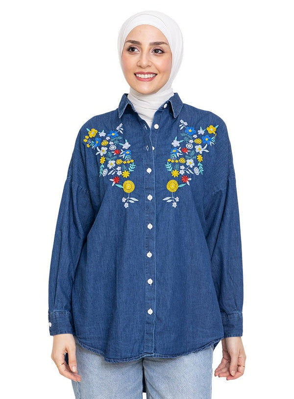 Design 4 - Blue E - Over Size Denim Shirt - Khotwh