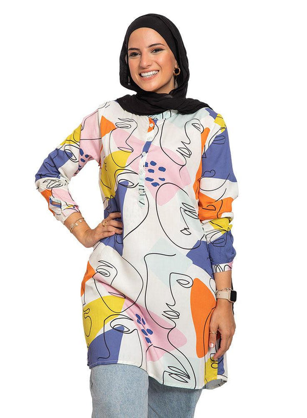 Design 814 Cloak Printed Blouse - Khotwh