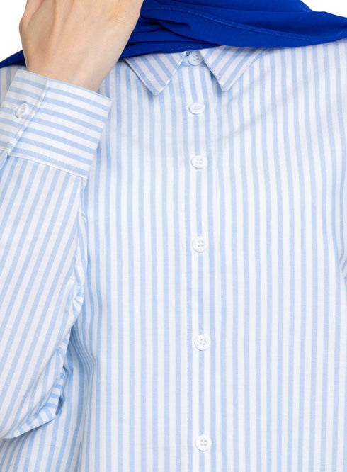 Design1 - Baby Blue Striped Over - Size Shirt - Khotwh