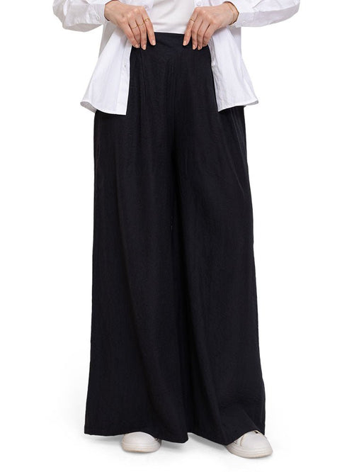 Design1 - Black Linen2 - Wide Leg - Khotwh
