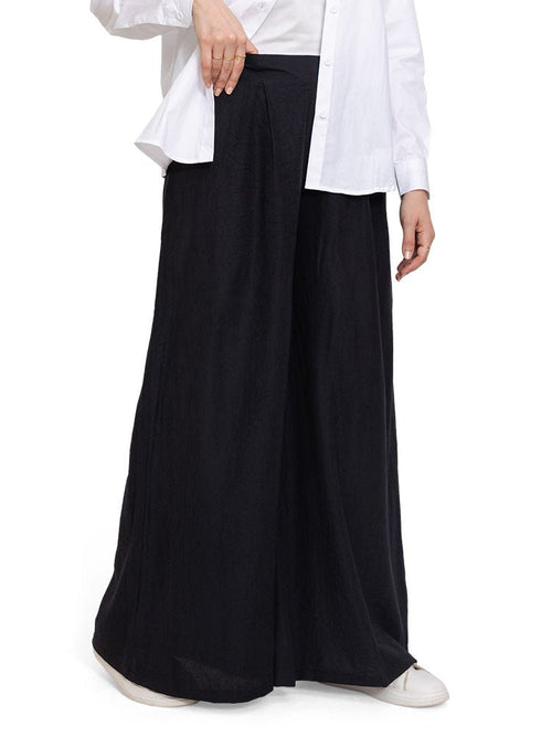 Design1 - Black Linen2 - Wide Leg - Khotwh