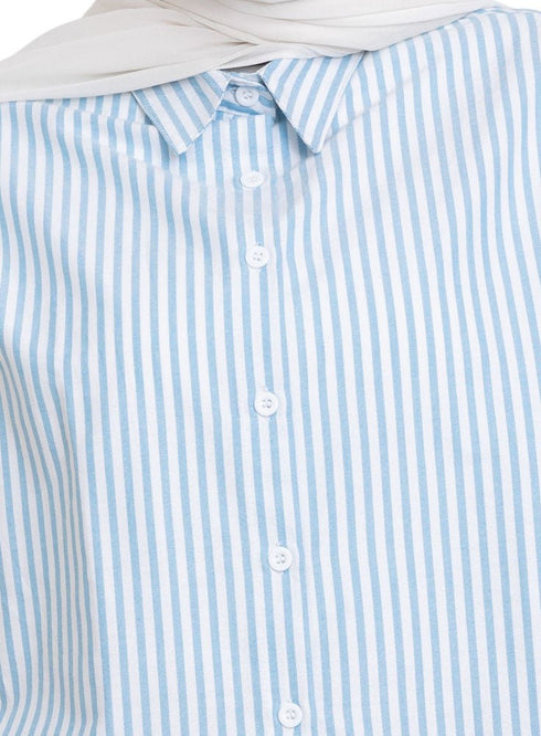 Design1 - Blue Striped Over - Size Shirt - Khotwh