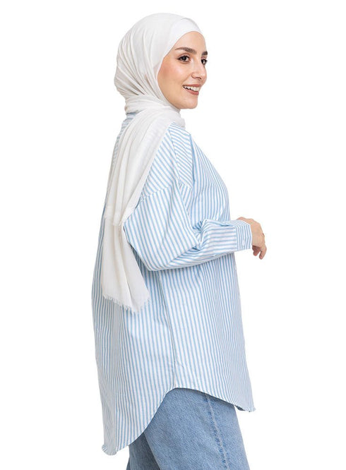 Design1 - Blue Striped Over - Size Shirt - Khotwh