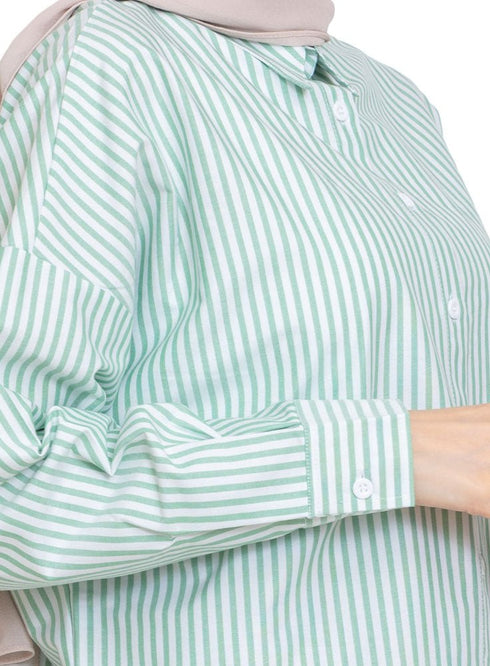 Design1 - Green Striped Over - Size Shirt - Khotwh