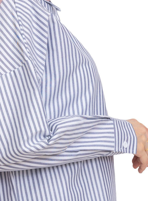 Design1 - Navy Striped Over - Size Shirt - Khotwh