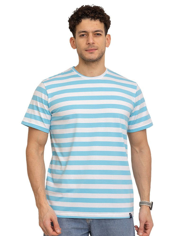Diva Blue Striped Round T-shirt - Khotwh